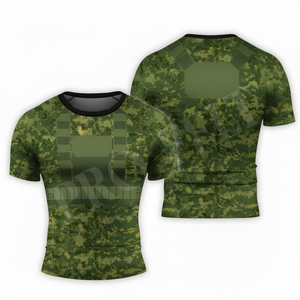 เสื้อแรชการ์ดแขนสั้นลายพรางแบบกำหนดเองสำหรับกิจกรรมกลางแจ้ง ป้องกันรังสียูวี แห้งเร็ว เหมาะสำหรับเล่นเซิร์ฟและว่ายน้ำ - Product Image 3