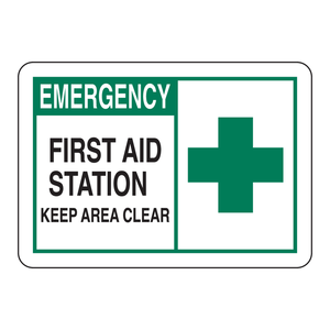 Panneau de signalisation de sécurité « Station de premiers secours Brady » pour garder l'espace libre dans les lieux de travail et les laboratoires - Product Image 2