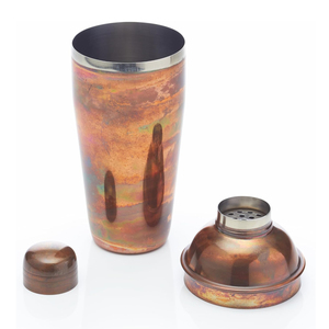 Rustic Distressed Copper Cocktail Shaker Featuring An Antique Patina Unique Vintage <b>Bar</b> <b>Tool</b> Crafted For Stylish Entertaining - Product Image 3