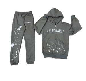 <b>tracksuit</b> 100% cotton Unisex Sweatsuit Hoodie and Jogger Set Custom Oversized <b>Plain</b> <b>Tracksuits</b> for Men Zip up Hoodie Set - Product Image 1