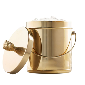 Premium Handcrafted Gold Finish Double Walled Insulated Ice <b>Bucket</b> <b>With</b> <b>Lid</b> And Handles Elegant Stainless Steel Wine Champagne - Product Image 1