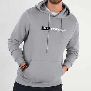 Custom Men’s Light Grey Pullover Hoodie <b>with</b> Motivational <b>Slogan</b> Print Kangaroo Pocket Casual Streetwear <b>Sweatshirt</b> - Product Image 1