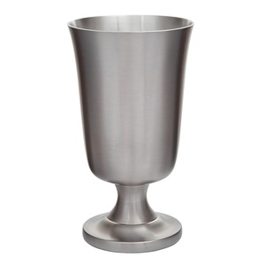 Verre à vin élégant en acier poli, coupe moderne en métal sur pied - Product Image 3