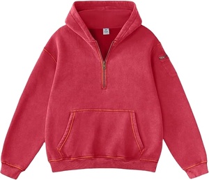 Sweat à capuche oversize en molleton épais 100% coton, personnalisable en gros, avec fermeture éclair quart de tour, délavé à l'acide, effet vieilli vintage, pour l'hiver, style survêtement - Product Image 1