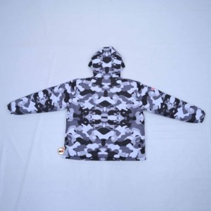 Black <b>White</b> Camouflage Hooded Winter Quilted <b>Jacket</b> With Embroidery Logo Zipper Closure Water Resistant Thick Filled Puffer Coat - Product Image 6