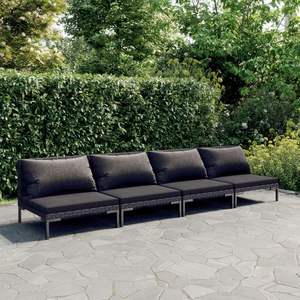 Ensemble de salon de jardin en acier thermolaqué gris foncé, taille standard - Product Image 1