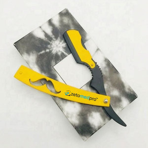 Yellow Black Color Coated Professional Classic Men's Straight Stainless Steel <b>Single</b> <b>Blade</b> Replaceable Barber <b>Razor</b> Customized - Product Image 1