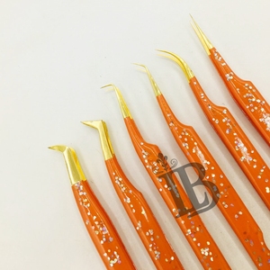 Pinzas para Pestañas de Alta Calidad, Pinzas Personalizadas para Extensión de Pestañas, Pinzas para Pestañas con Punta de Fibra de Visón, Bajo MOQ, Acero Inoxidable - Product Image 5