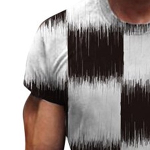 T-shirt à manches courtes pour homme, sublimation, motif géométrique, col rond, respirant, coupe régulière, style décontracté, 100% polyester tricoté - Product Image 5