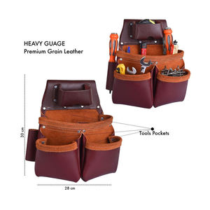 G Genuine Leather Travel <b>Tool</b> <b>Belt</b> Waist Bag Heavy Duty Multi-Pocket Zipper Closure Adjustable Strap Electrician GLOWING NEON - Product Image 4