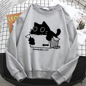 Sudaderas con capucha para mujer, diseño divertido de gato sin hogar, calidad profesional, sudadera básica cálida de forro polar, suave y Kawaii - Product Image 4
