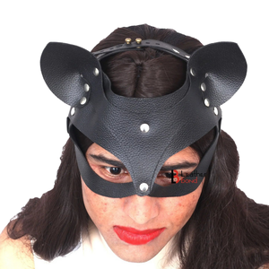 Máscara de Cuero Genuino de Piel de Vaca con Ojos Abiertos para Juegos de Rol BDSM - Product Image 3
