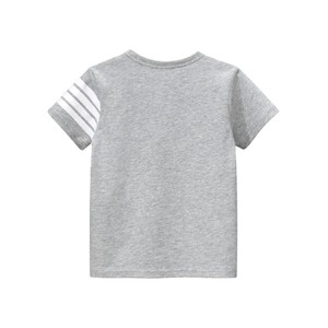 T-shirt à manches courtes bleu marine pour homme avec bordure contrastée à rayures blanches Coupe régulière Design décontracté en tricot Col rond - Product Image 2