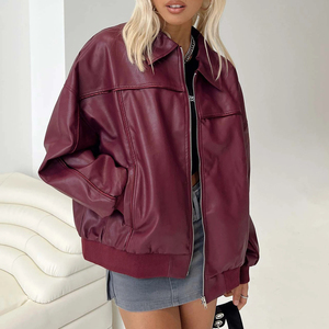 Chaqueta de Cuero para Mujer, Estilo Casual y Elegante, con Doble Cuello, Cierre Asimétrico, de Alta Gama, Marca Solid Trader - Product Image 2