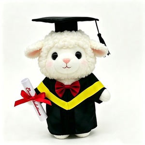 Peluche Lapin de Remise de Diplôme avec Toque Noire, Robe Jaune, Nœud Rouge et Diplôme dans les Mains, 31cm-50cm, Unisexe - Product Image 3
