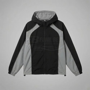 Conjunto Deportivo Unisex en Bloques de Color Negro y Gris, con Capucha y Cremallera Completa, Estilo Deportivo, Poliéster, para Adultos, Ropa de Otoño - Product Image 5