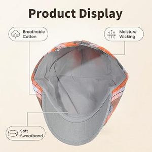 Gorra unisex de algodón a cuadros de 5 paneles, estilo casual para primavera/verano, para adultos, con patrón a cuadros, talla adulta. - Product Image 2
