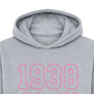 เสื้อฮู้ดครอปพิมพ์ลายกราฟิก Heather Gray 1938 สำหรับผู้หญิง แขนยาว ผ้าฟลีซนุ่ม สวมใส่สบาย ทรงหลวม สไตล์สตรีทแฟชั่น - Product Image 2