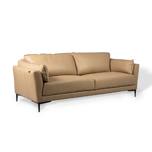 Premium High End Modern Simple Genuine Leather Three-Seat Living Room <b>Sofa</b> with High Legs and High Density <b>Sponge</b> Filling - Product Image 2