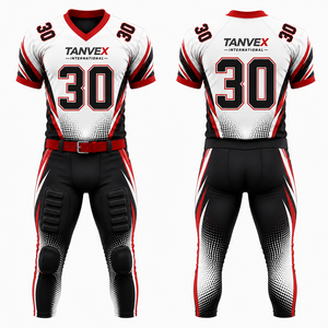 Ensemble d'uniformes de football américain TANVEX International pour hommes, col en V, manches courtes, imprimé par transfert thermique, écologique, 100 % polyester - Product Image 4