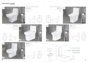 Inodoro de una pieza alargado de porcelana con salida al suelo, cierre lento, tapa con cierre suave, estilo contemporáneo para baño Quba 675x365x765mm - Product Image 5