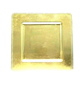 Luxurious Silver <b>Square</b> <b>Edge</b> Beaded Paper Disposable Charger Plates 13 Inch Pack of 10 elegant eco friendly charger plates - Product Image 6