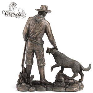 VERONESE DESIGN-COWBOY SERIES-TOUCHING DOG HEAD (MBZ)-<b>Hand</b>-painted Luxury Resin Figurine for Indoor Art & Collectible - Product Image 3