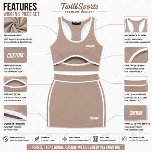Conjunto deportivo de dos piezas para mujer, top corto y minifalda, color sólido, transpirable, tejido de punto, spandex, poliéster, para primavera/verano. - Product Image 6