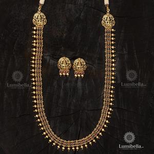 Nakshi Golden Bead Haram Fashion Jewelry Set - Product Image 1