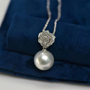 Collar de Perlas de Agua Dulce Naturales de 9-12 mm, Hebilla de Plata S925, Estilo Lujoso con Redondez Casi Perfecta y Ligeras Imperfecciones - Product Image 4