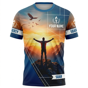 Camiseta Sublimada Personalizada para Hombre | Camiseta de Poliéster con Estampado Completo |   Diseño Motivacional de Libertad |   Ropa Deportiva y Urbana Estilo Europeo - Product Image 2
