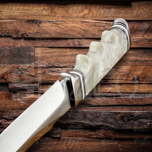 Cuchillo de Caza y Camping de 10 Pulgadas, Hecho a Mano, con Punta Clip, Mango de Resina Perlada, Acero D2 58-60HRC, Cuchillo EDC Utilitario OEM, el Mejor Regalo - Product Image 4