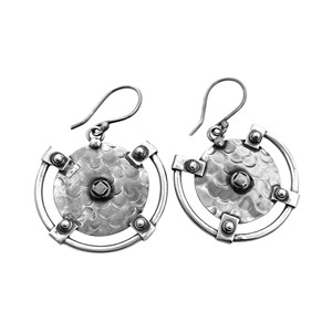 Pendientes de Aro con Disco Floral Oxidado de Plata de Ley 925, Hechos a Mano, Estilo Boho, Joyería Colgante, Regalo de Boda - Product Image 5