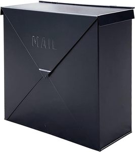 Boîte aux lettres murale moderne en acier galvanisé noir mat, résistante aux intempéries, vente en gros - Product Image 3