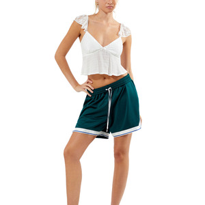 Shorts Deportivos para Mujer, Color Sólido, Cintura Media, Corte Regular, Estilo Deportivo, Tela Satinada, Transpirable, Poliéster - Product Image 5