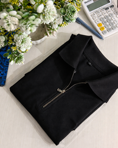 เสื้อโปโลผู้ชายแบบมีซิป ¼ ตัว พร้อมโลโก้สั่งทำพิเศษ แขนสั้น ระบายเหงื่อได้ดี เหมาะสำหรับกีฬากอล์ฟและเทนนิส - Product Image 2