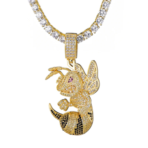 Briva Jewels Hip Hop <b>Bee</b> Pendant Necklace Iced Out Bling Jewelry Moissanite Animal Charm Gold Plated Unisex <b>Gift</b> - Product Image 6