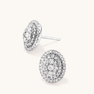 Classic Round Diamond <b>Stud</b> Earrings 925 <b>Silver</b> Wedding Women's Jewelry - Product Image 2