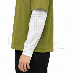 เสื้อยืดแขนยาวลำลองผู้ชาย สีตามสั่ง คอกลม แฟชั่น ระบายอากาศได้ดี ทรงเข้ารูป แขนสองชั้น - Product Image 2