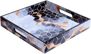 Plateau de petit-déjeuner multifonctionnel en MDF émaillé avec poignées pour le thé, le café et les collations - Product Image 2