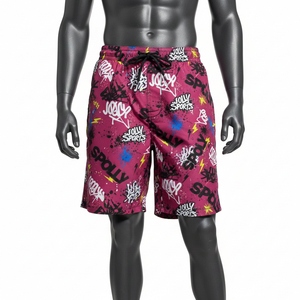 Shorts de baño para hombre, tela de poliéster premium de 140 GSM, ligeros, de secado rápido, con estampado por sublimación y logotipo personalizado. - Product Image 5