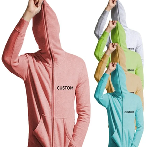 Sweat-shirt à capuche léger pour homme, entièrement zippé, uni, style streetwear décontracté avec poche avant - Product Image 1