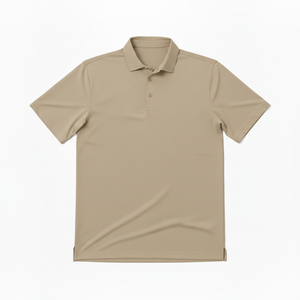 Polo de Manga Corta Beige para Hombre, Diseño Premium 2026, Color Sólido, Botones, Corte Regular Informal, Tejido Oxford - Product Image 5