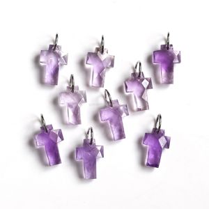 Colgante de cruz sagrada de amatista rosa AAA, plata de ley 925, amatista rosa tallada a mano, colgante de piedra preciosa para la fabricación de joyas. - Product Image 6
