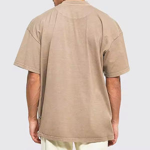 T-shirt décontracté pour homme en coton 100% noir, tricoté, surdimensionné, style sportif, effet usé, streetwear - Product Image 2