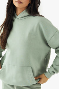 Nueva Llegada 2026 Sudadera con Capucha Oversize para Mujer, Color Sólido, Tejido de Algodón y Bambú, Transpirable, para Otoño, Largo Regular - Product Image 6