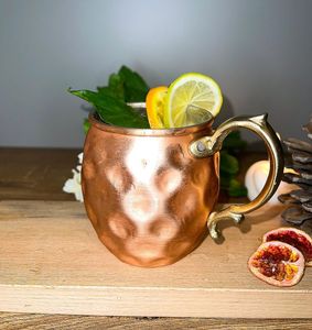 Hammered copper mug set decorative beverage cups reusable artisan cocktail mugs premium copper <b>drinkware</b> serving collection - Product Image 3