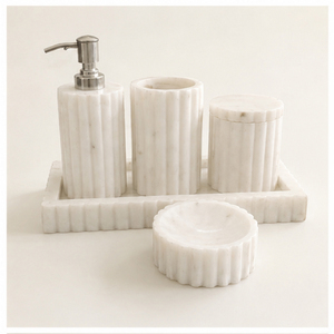 Modern Style White Marble Bathroom Accessories Set Soap Dispenser <b>Toothbrush</b> <b>Holder</b> for Hotel and Home Decor Best Price - Product Image 4