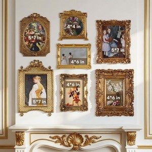 Cadre photo mural botanique de fleurs pressées, rectangulaire, en bois de manguier et métal doré, vente en gros - Product Image 3