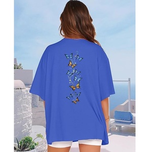 Nouvel Arrivage T-shirt Décontracté Femme Imprimé Numérique 100% Coton Manches Courtes Grande Taille Épaules Tombantes Confortable Fabriqué au Bangladesh - Product Image 2